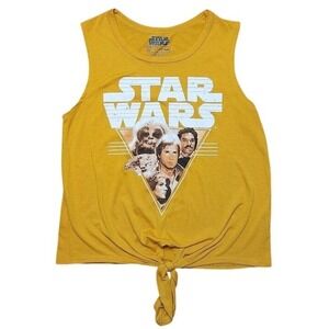 Star Wars Fifth Sun Mustard Yellow Tie Front Graphic Tank Top Women's Medium F74